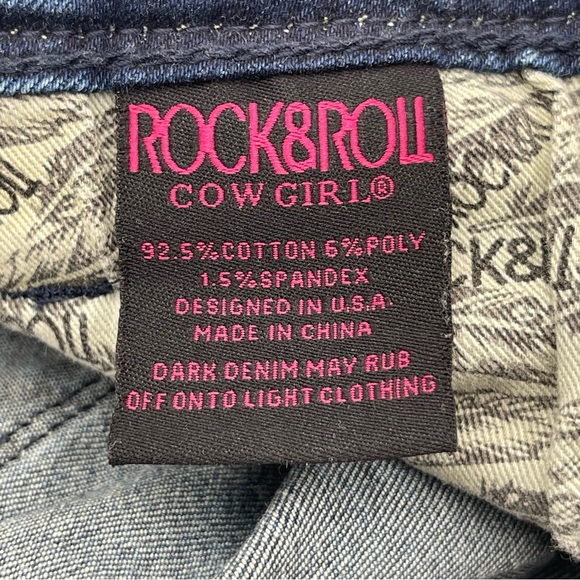 Rock & Roll Cowgirl Jeans Womens Size 30x34 Bootcut Stretch Denim Braided Y2K - Picture 10 of 16
